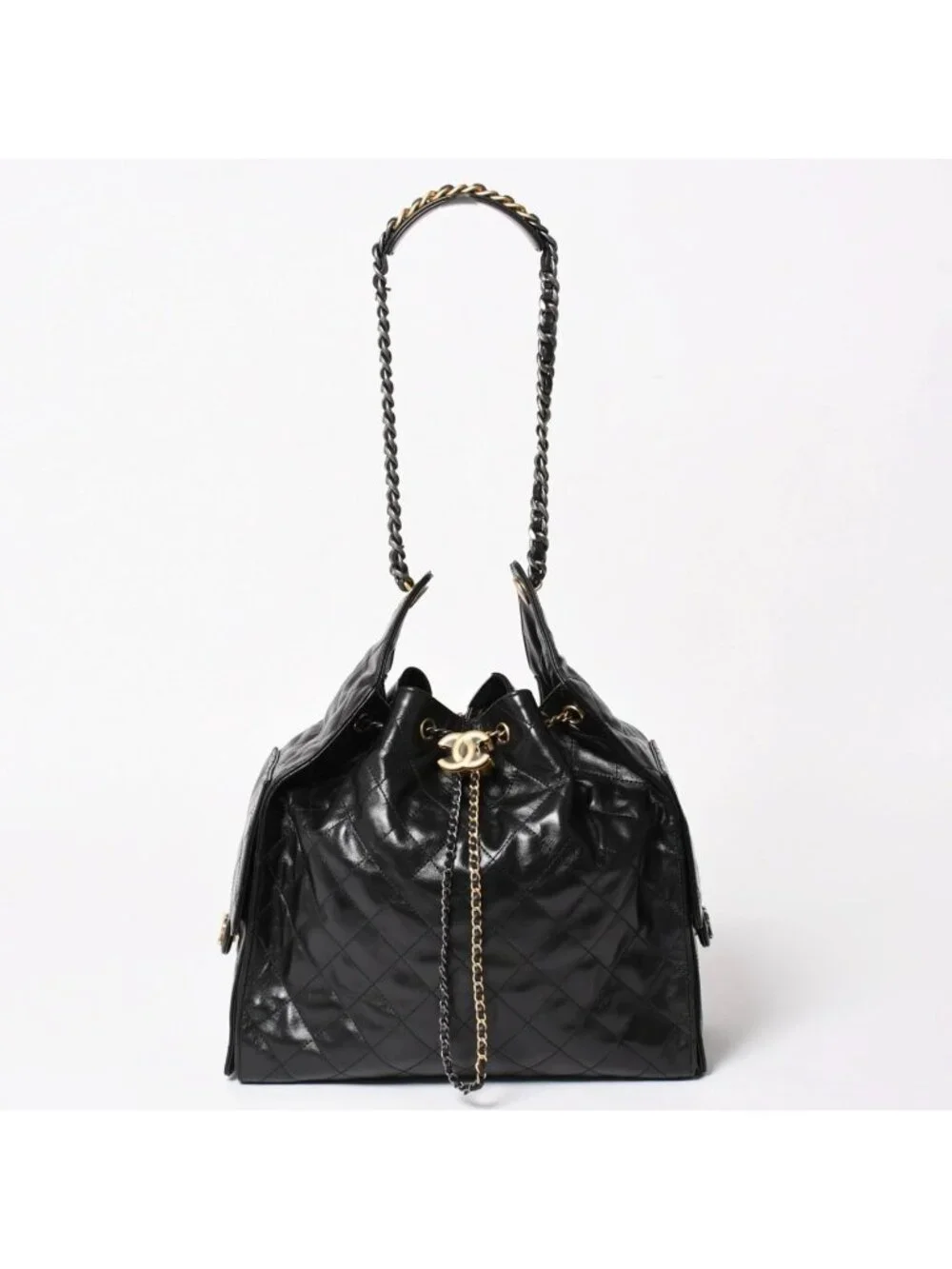 Chanel 25 Large Handbag Base Grained Calfskin CC Logo Black